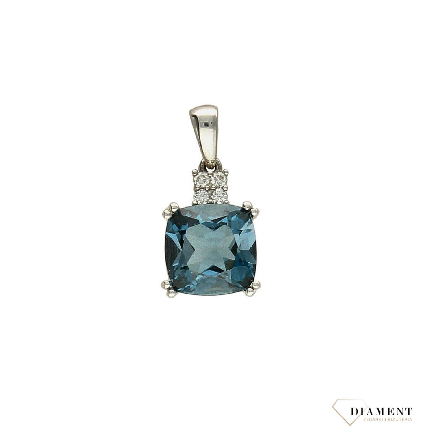 Złota zawieszka  DIAMENT 585 diament, topaz London Blue ZP 11464 LBT.jpg